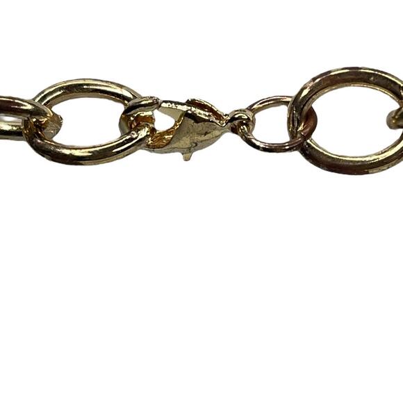 Faux Pearl and Gold Tone Circle Necklace Lobster Claw Clasp - Picture 7 of 8